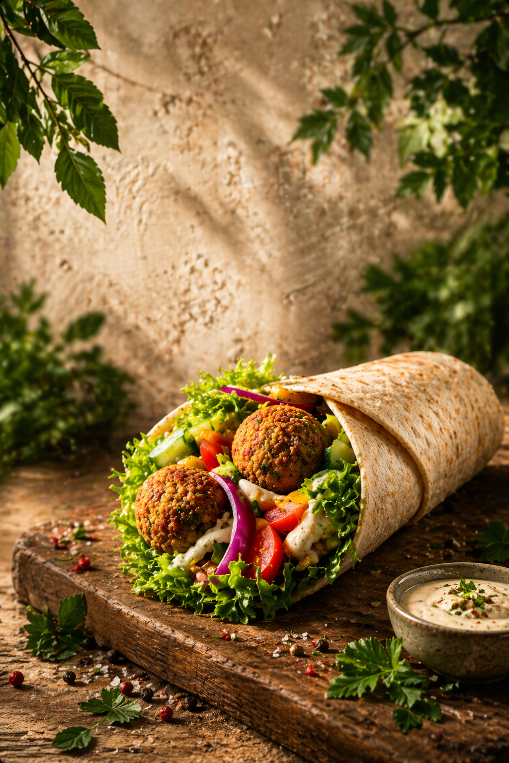 Frische Wraps und Gerichte